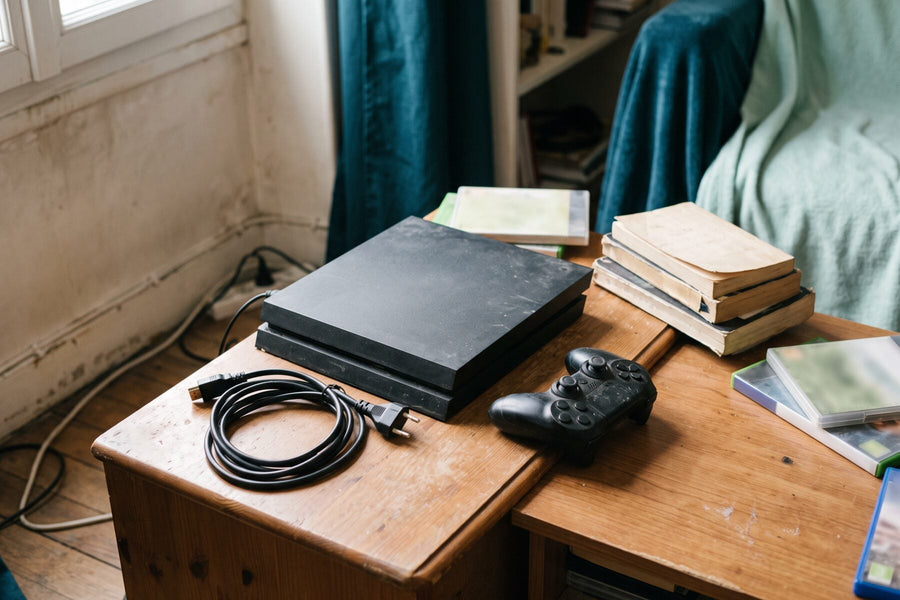 Console de jeu rétro d'occasion avec câbles